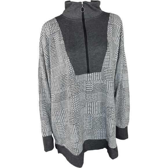 Cuddl Duds Comfortwear Half-Zip Henley Pullover CharclWoodBlock 1X NWOT Fall - Picture 1 of 10